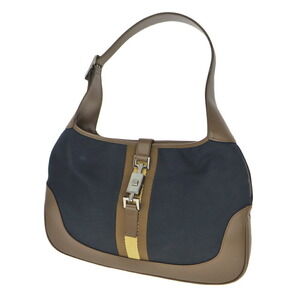Gucci Jackie Handbag Shoulder Bag One Handle Leather Black Brown